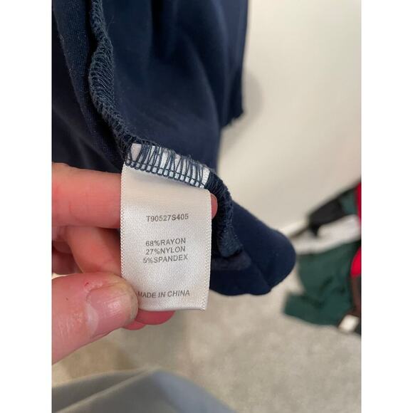 Tart Navy Open Front Blazer with Faux Leather Trimmings - Picture 8 of 8